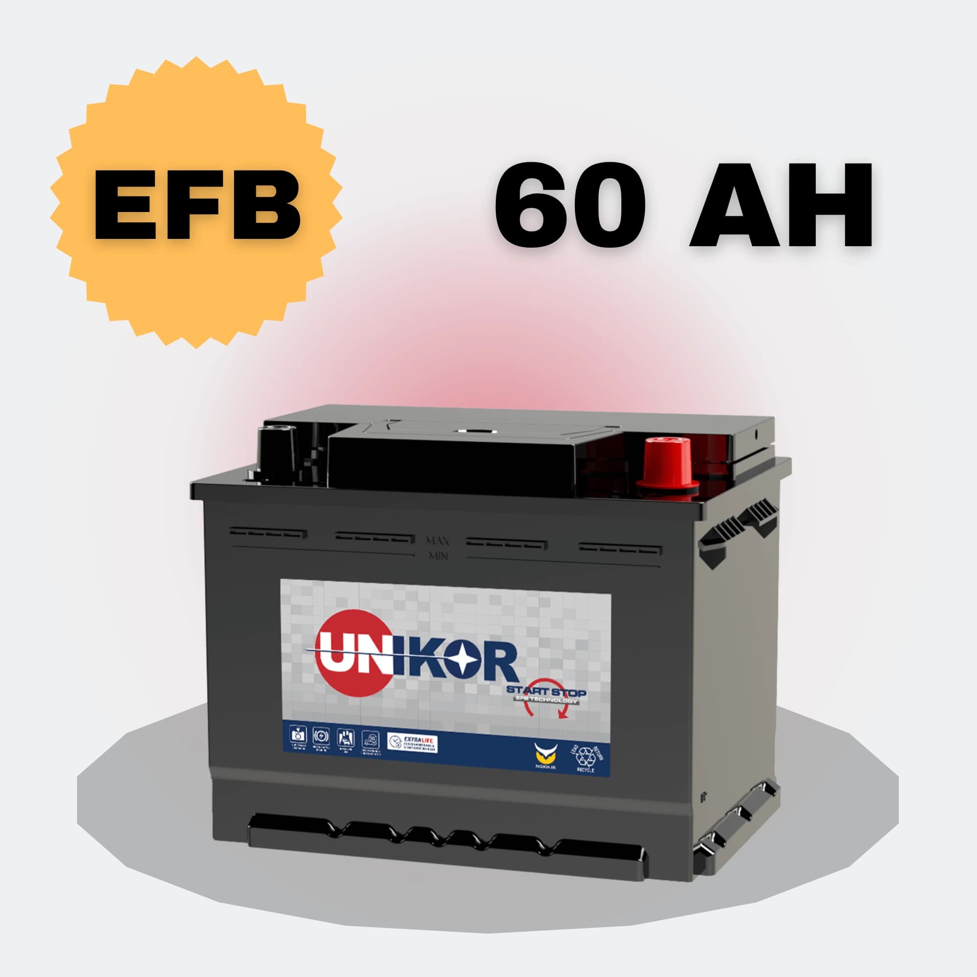 باتری 60 آمپر EFB یونیکور — تصویر ۲