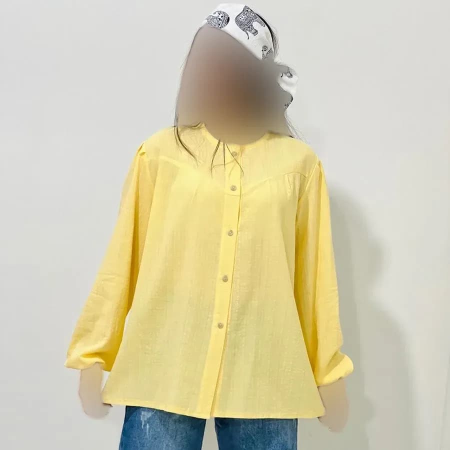 شومیز لینن مجلسی زنانه قد 69 سانت دورسینه 120 سانت آستین 58 سانت کد 1333 — تصویر ۴