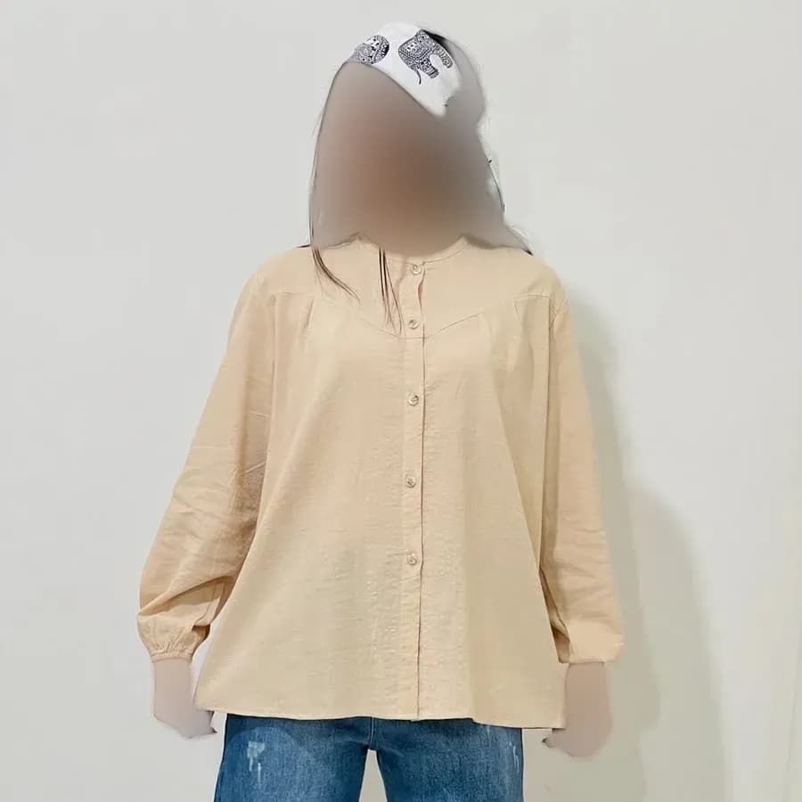 شومیز لینن مجلسی زنانه قد 69 سانت دورسینه 120 سانت آستین 58 سانت کد 1333 — تصویر ۷