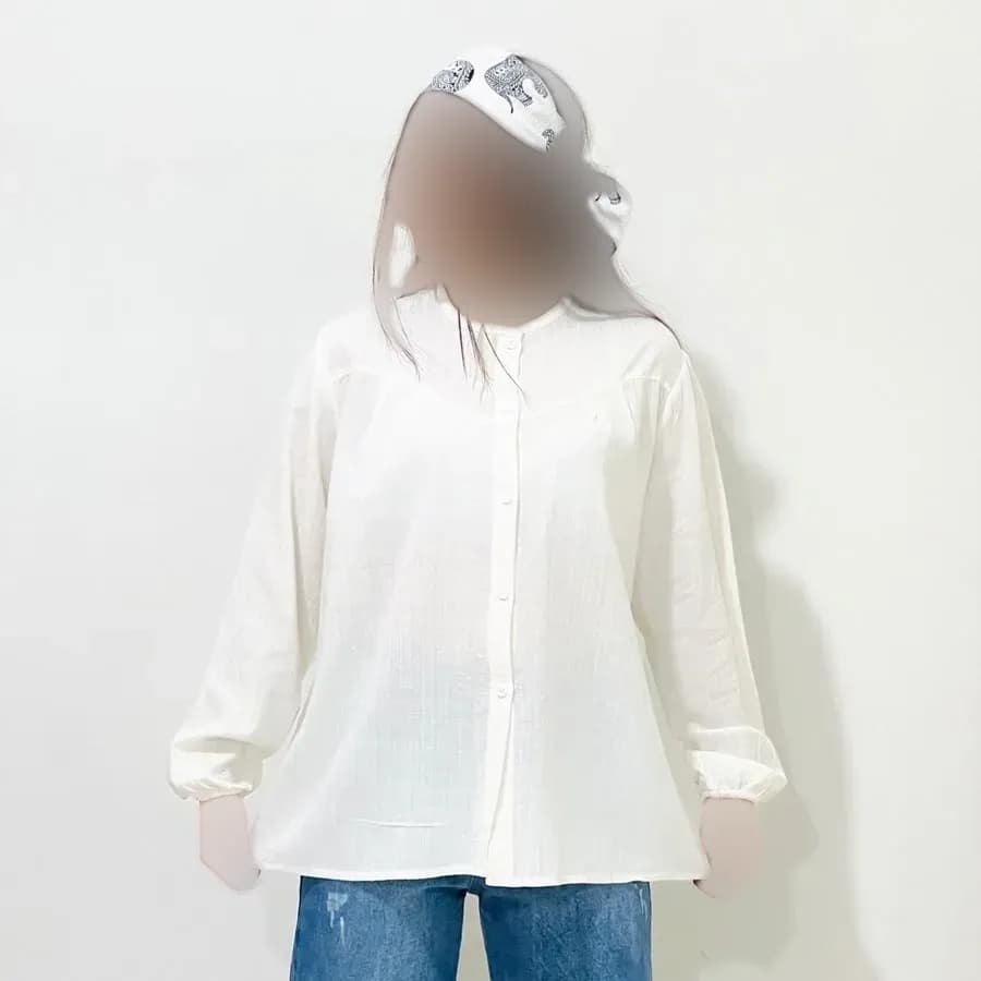شومیز لینن مجلسی زنانه قد 69 سانت دورسینه 120 سانت آستین 58 سانت کد 1333 — تصویر ۲