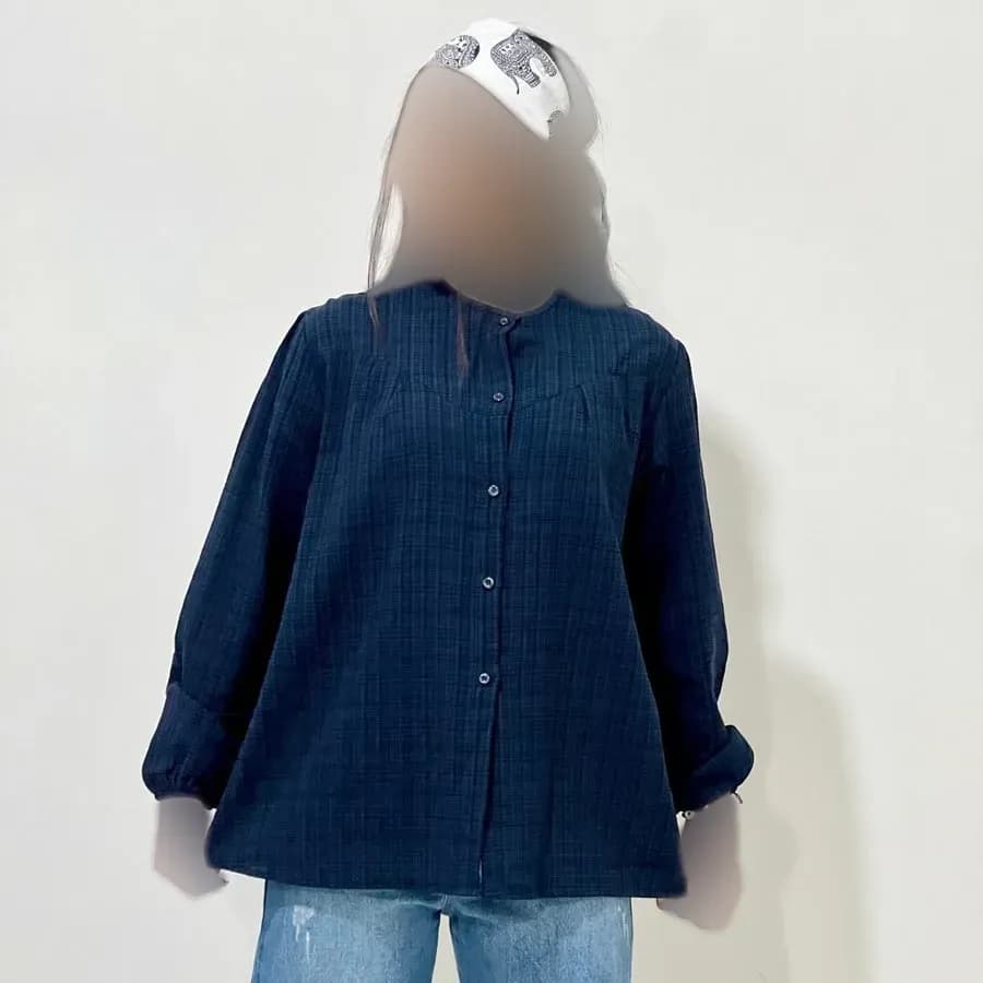 شومیز لینن مجلسی زنانه قد 69 سانت دورسینه 120 سانت آستین 58 سانت کد 1333 — تصویر ۶