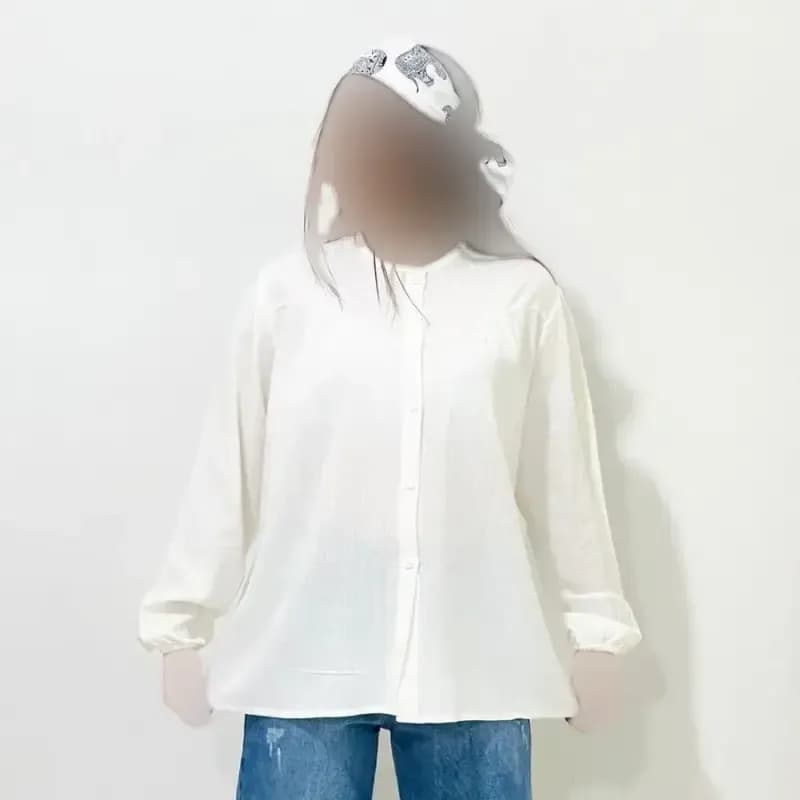 شومیز لینن مجلسی زنانه قد 69 سانت دورسینه 120 سانت آستین 58 سانت کد 1333 — تصویر ۹