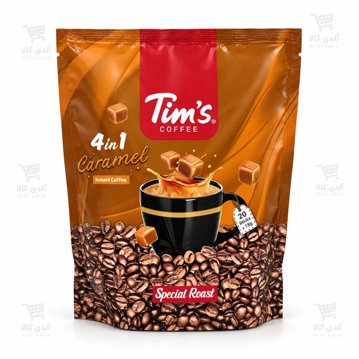 کافی میکس 4 در 1 کارامل تیمز 18 گرم بسته 20 عددی
