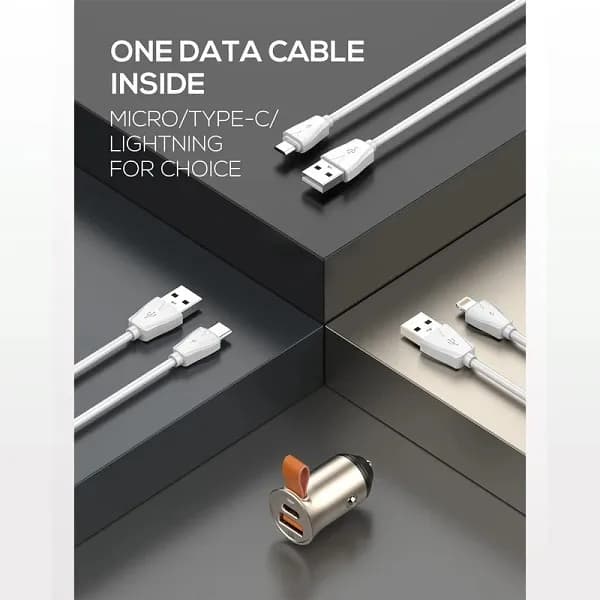 شارژر فندکی الدینیو مدل C509Q به همراه کابل USB-C — تصویر ۴