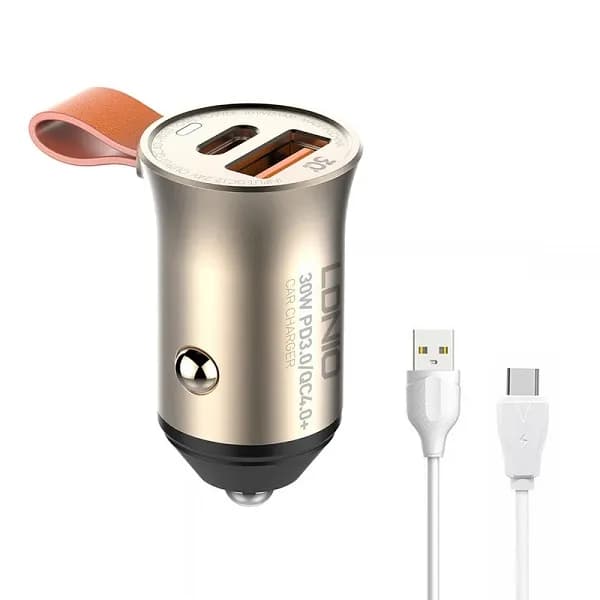 شارژر فندکی الدینیو مدل C509Q به همراه کابل USB-C — تصویر ۳