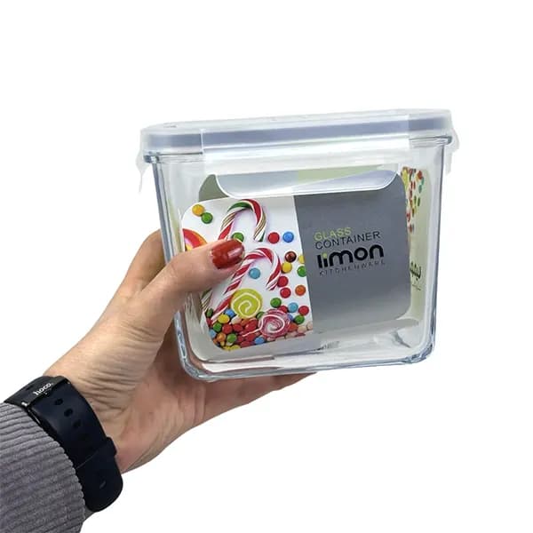 ظرف شیشه ای مستطیل دربدار 920 میل لیمون — تصویر ۲