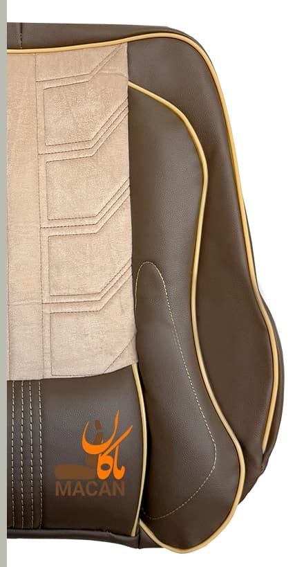 روکش صندلی پرشیا – پژو 405 قدیم (مدل 95 به پایین) طرح فونیکس – جنس چرم مخمل – رنگ قهوه ای وسط شیری مغزی کرم — تصویر ۲