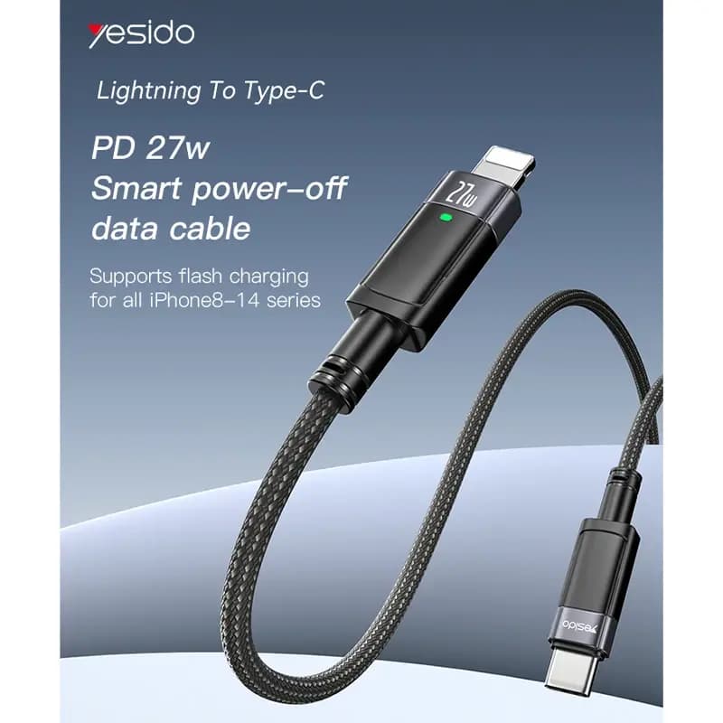 کابل تایپ سی به آیفون یسیدو مدل YESIDO CA159 AUTO POWER OFF — تصویر ۱۱