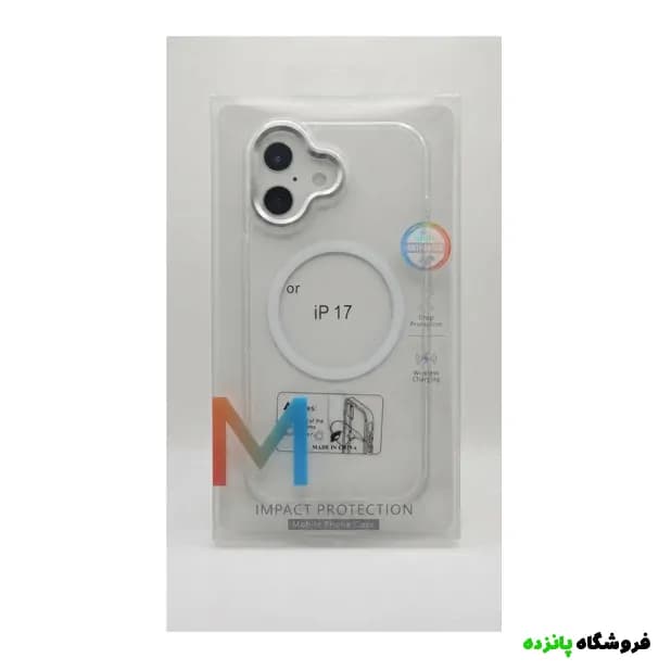 قاب i-like آیفون 17 شفاف لنز کربن با قابلیت شارژ مگسیف – نقره ای