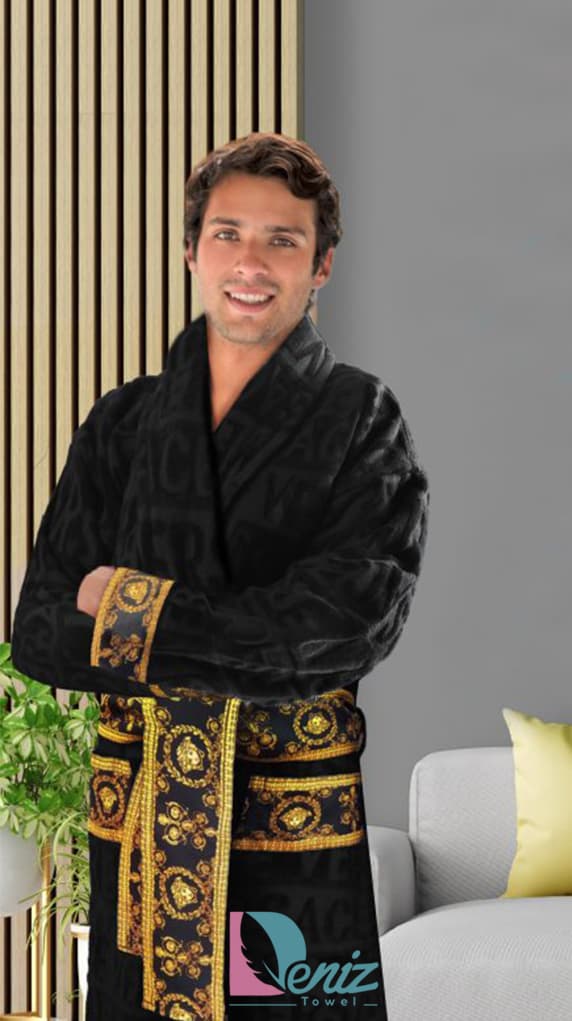 حوله تن پوش طرح ورساچه رنگ مشکی