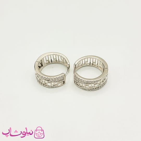 گوشواره حلقه ای پهن ژوپینگ طرح ورساچه نقره ای کد 1191