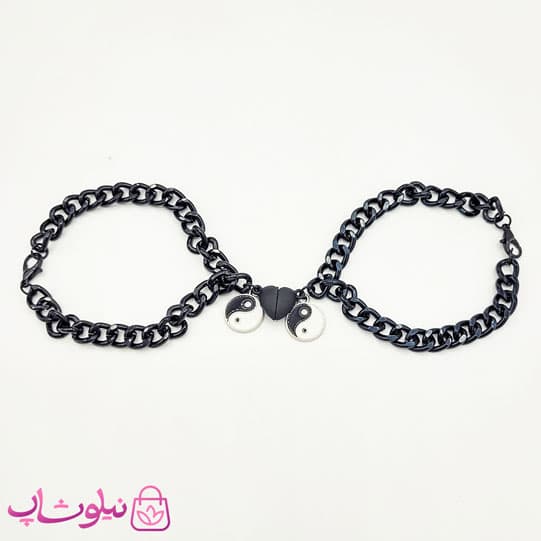 دستبند ست رفیق مگنتی مدل یین و یانگ کد 55