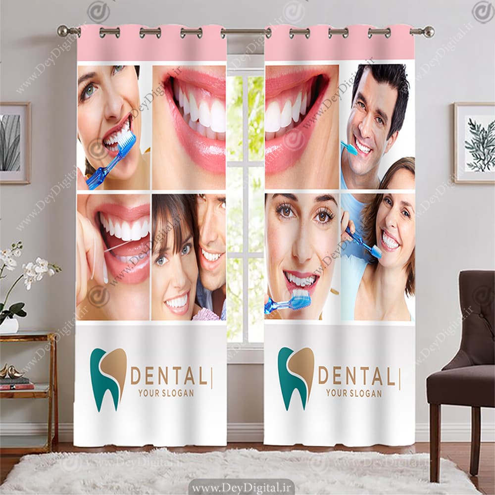 پرده طرح مراقبت از دندان با تم رنگهای روشن BA-9701-s
