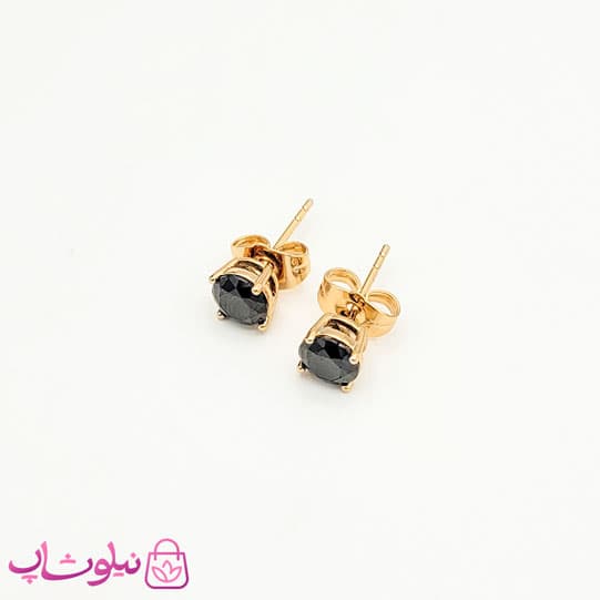 گوشواره میخی ژوپینگ نگین مشکی کد 798