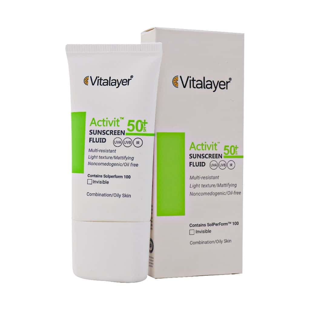 کرم ضدآفتاب SPF50 پوست چرب اکتی ویت بی رنگ ویتالیر 50 میلی لیتر