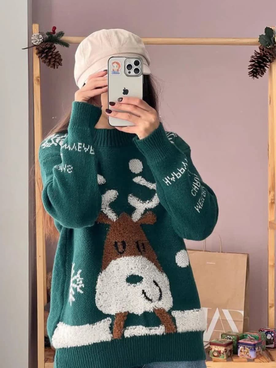 بلوز بافت طرح گوزنی کد 4769 — تصویر ۳