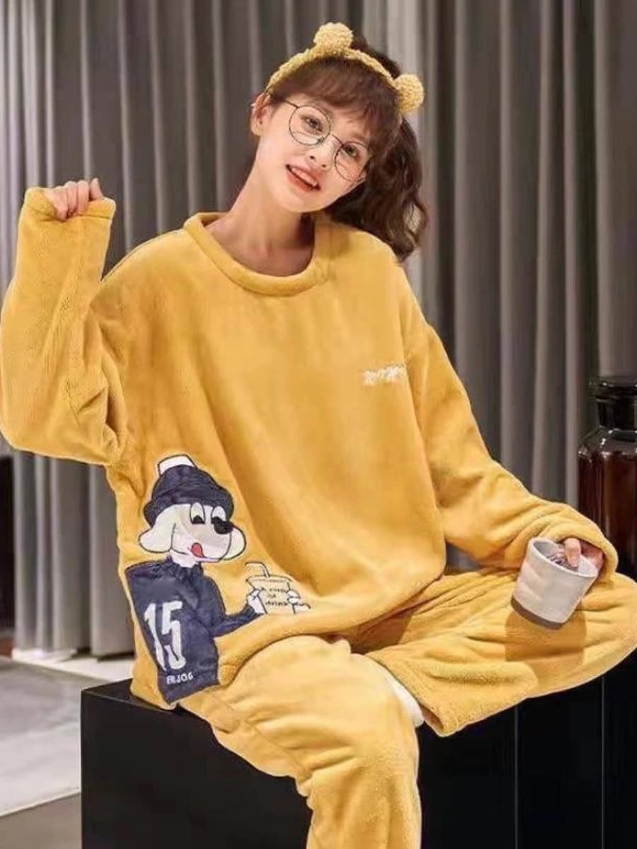 ست بلوز شلوار حوله ای راحتی طرحدار فانتزی کد 4163k