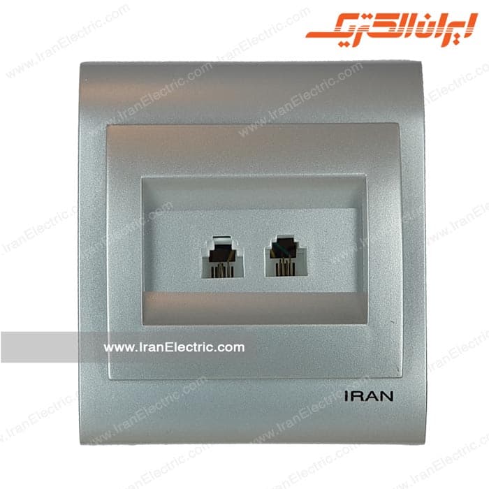 پریز تلفن دو سوکت ایران نقره ای