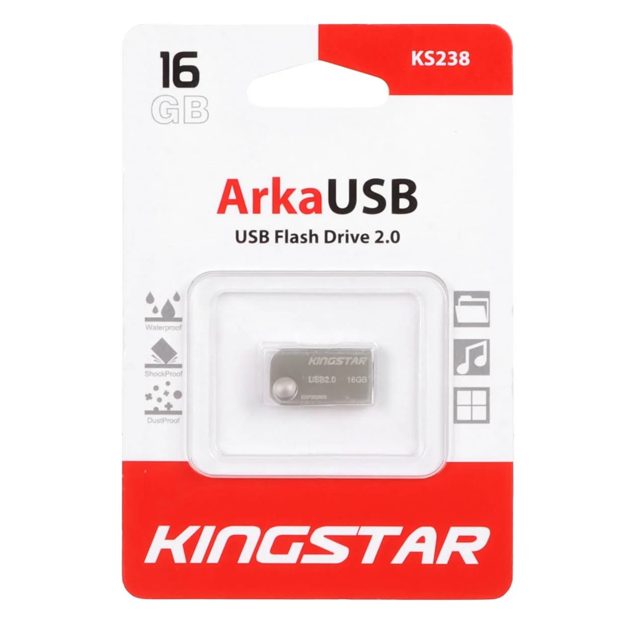 KingStar Arka KS238 USB2.0 Flash Memory – 16GB (گارانتی متین) نقره ای