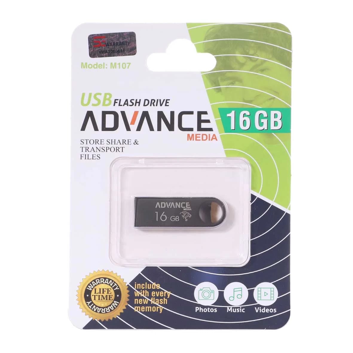 فلش مموری Advance USB2.0 مدل M107 ظرفیت 16GB – مشکی