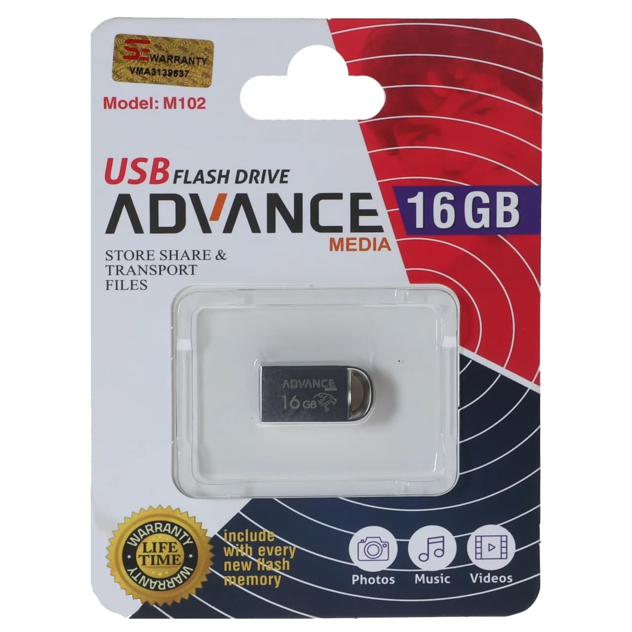 فلش مموری Advance USB2.0 مدل M102 ظرفیت 16GB – نقره ای