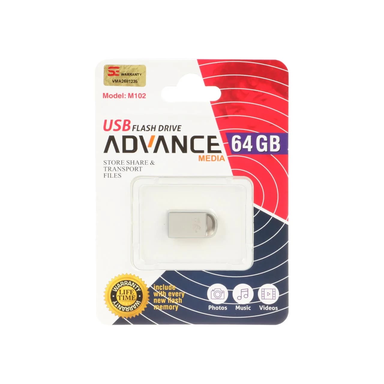 Advance M102 USB2.0 Flash Memory – 64GB نقره ای