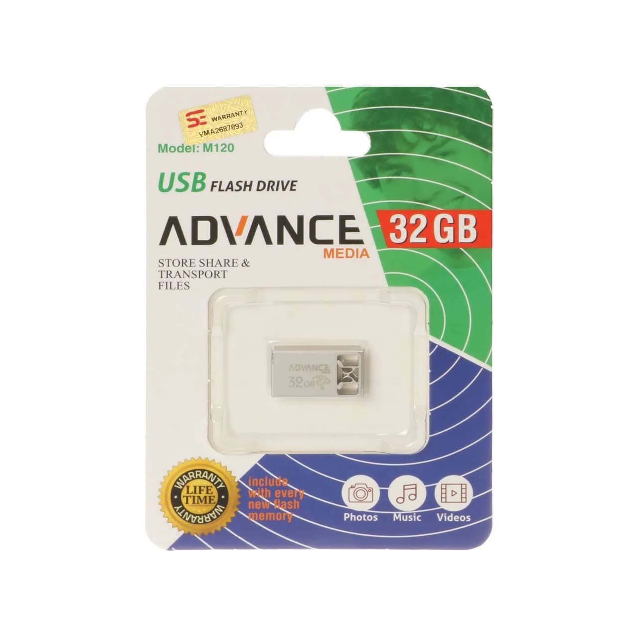 Advance M120 USB2.0 Flash Memory – 32GB نقره ای