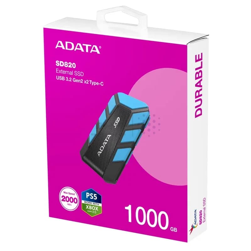 هارد اکسترنال ADATA SSD مدل SD820 USB3.2 ظرفیت 1TB – مشکی آبی (گارانتی آونگ) — تصویر ۶