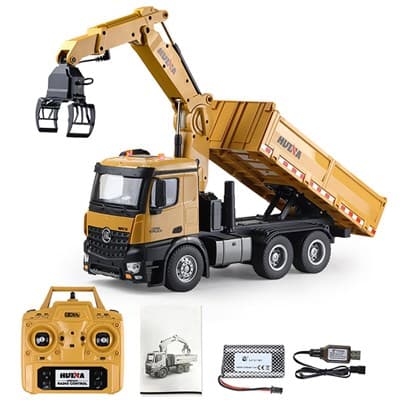 ماشین اسباب بازی کنترلی شارژی کامیون حرفه ای هوینا مدل HUINA 1575 RC 1:14 Timber Grab Truck Dumpe — تصویر ۲