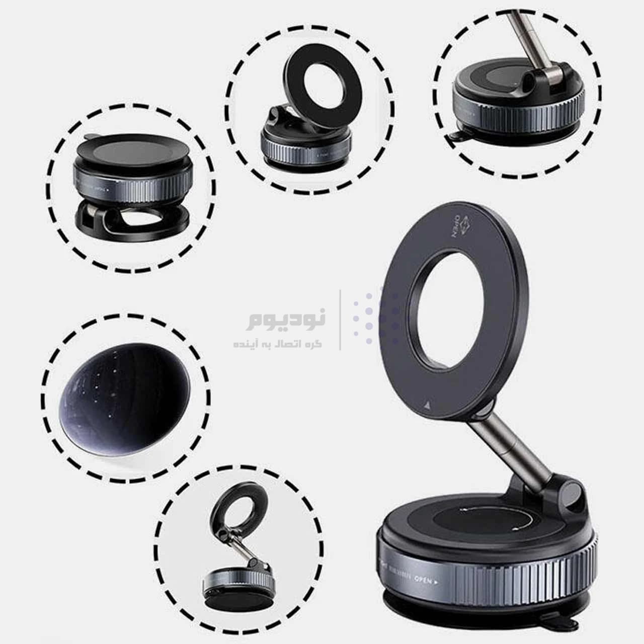 هولدر گوشی موبایل وکیومی Koluman مدل K-HD117 – مشکی — تصویر ۲