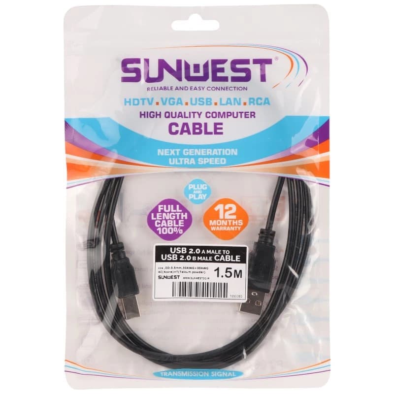 کابل پرینتر سان وست Sunwest طول 1.5 متر — تصویر ۵