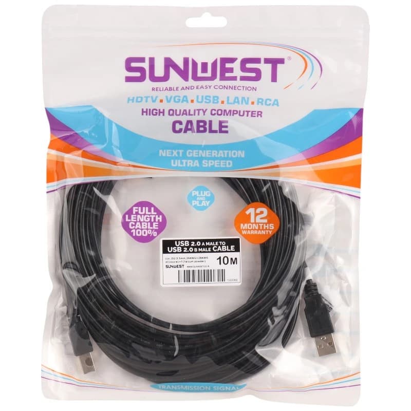 کابل پرینتر سان وست Sunwest طول 10 متر — تصویر ۵
