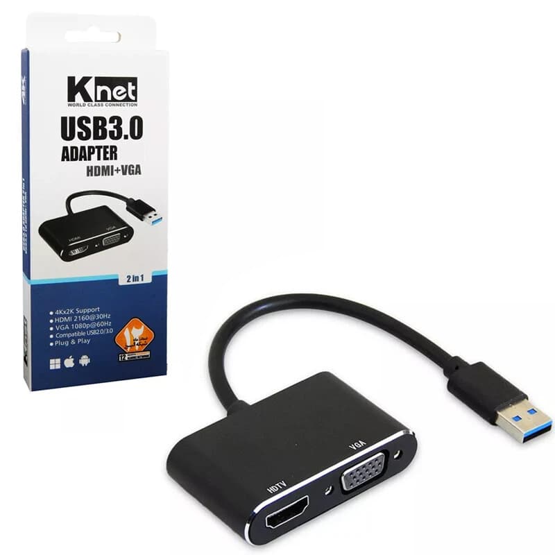 تبدیل USB 3.0 به HDMI/VGA کی نت K-CO81