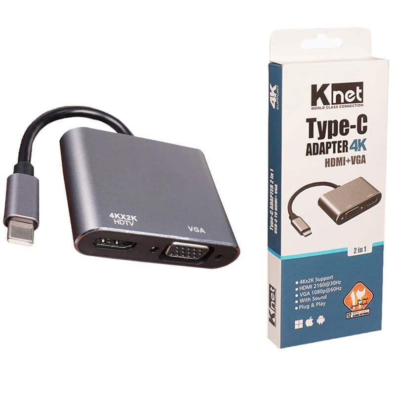 تبدیل Type-C به HDMI/VGA کی نت K-CO16