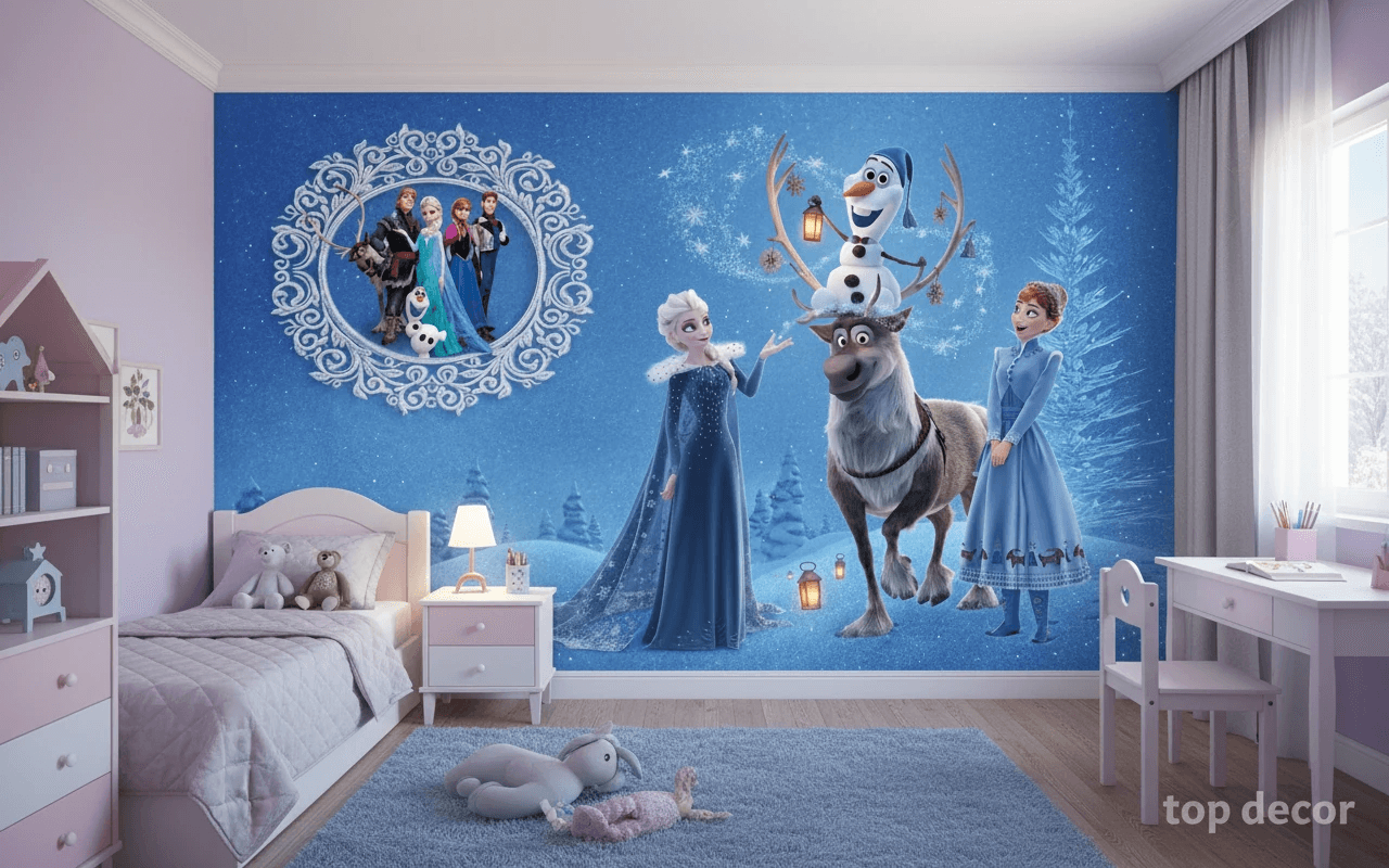پوستر دیواری سه‌بعدی انیمیشن Frozen – دکور زمستانی جادویی — تصویر ۲