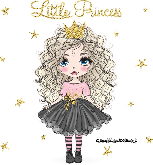 پوستر دیواری سه‌بعدی کودک طرح پرنسس طلایی Little Princess — تصویر ۳
