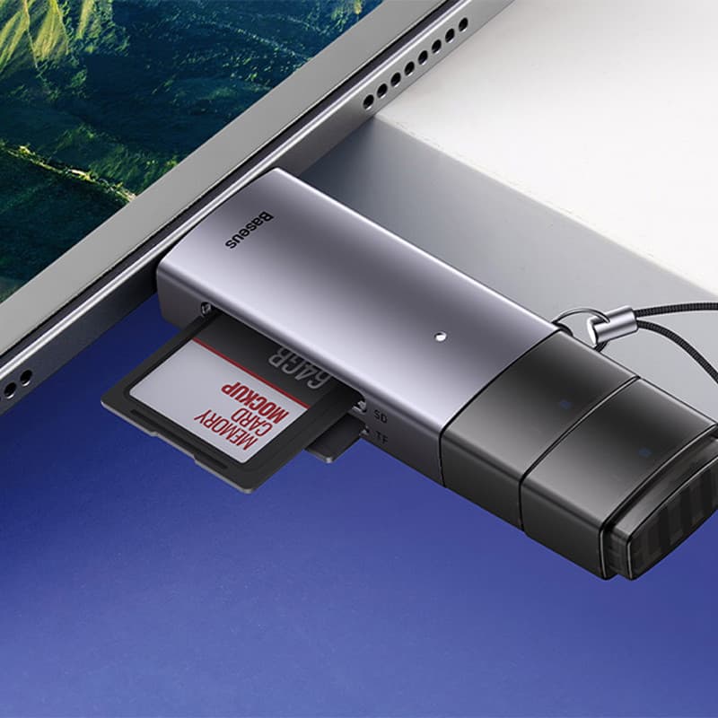 کارت خوان 2 سر باسئوس USB3 Type-C مدل Airgoy WKQX060113 — تصویر ۲
