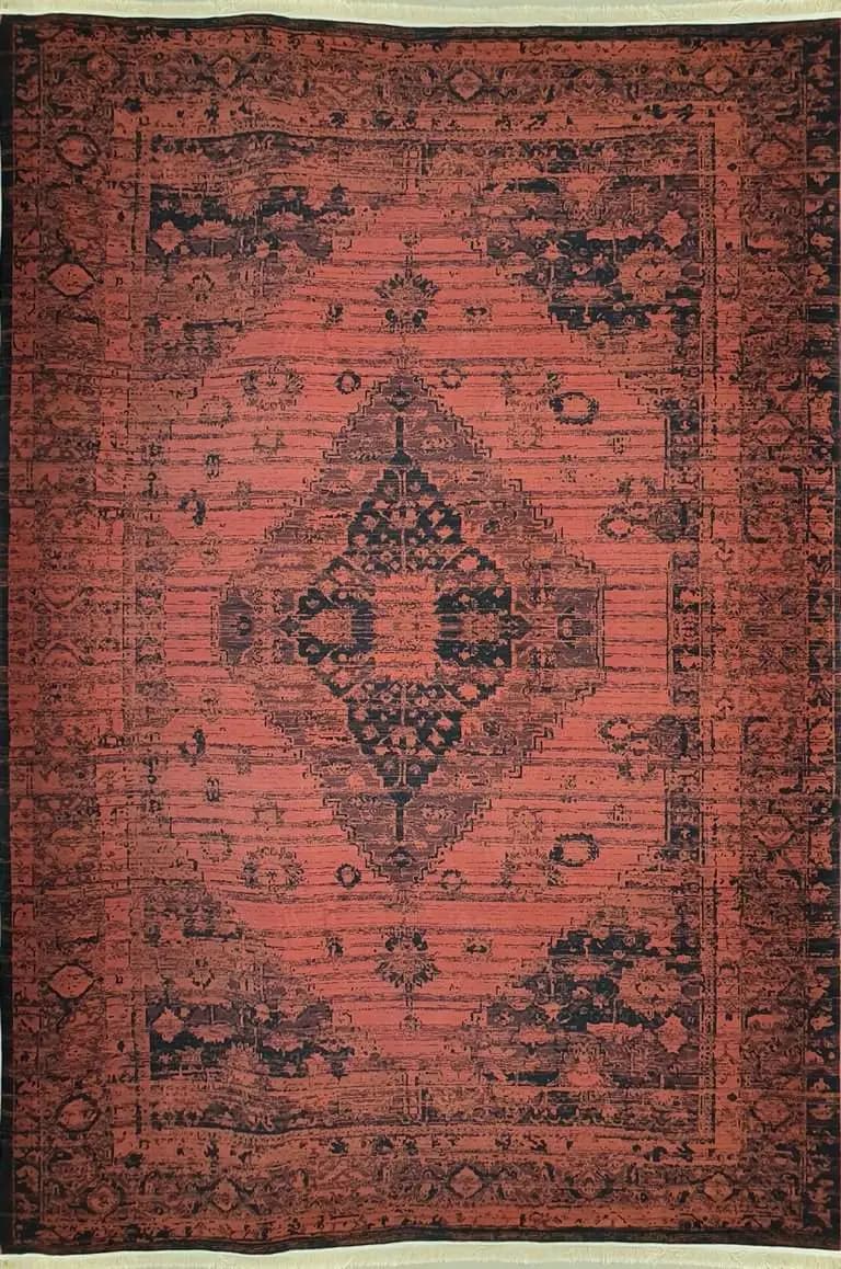 فرش ماشینی طرح بلوچ زمینه لاکی