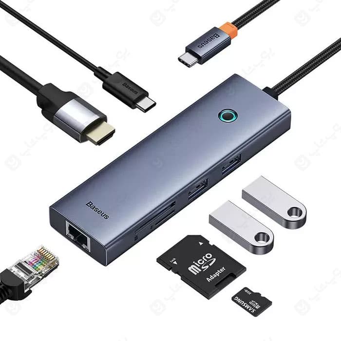 هاب 7 پورت Type-C به USB3.0 ،LAN ،Type-C ،SD ،TF و HDMI بیسوس مدل B00052805813 — تصویر ۲