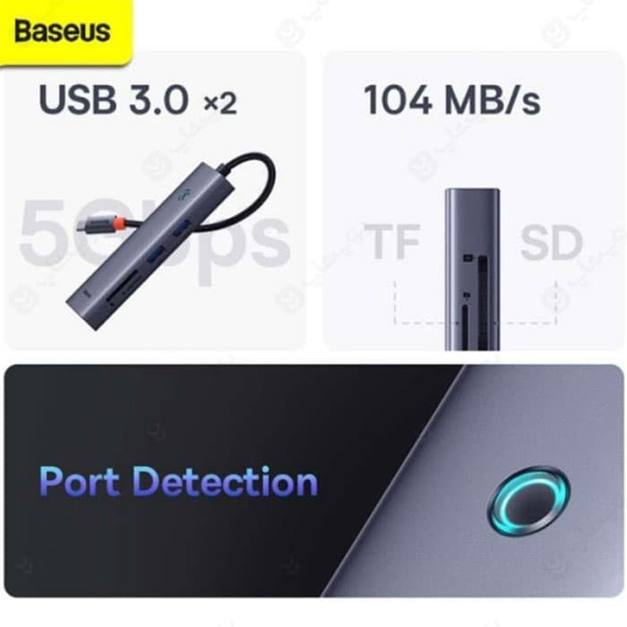 هاب 7 پورت Type-C به USB3.0 ،LAN ،Type-C ،SD ،TF و HDMI بیسوس مدل B00052805813 — تصویر ۴