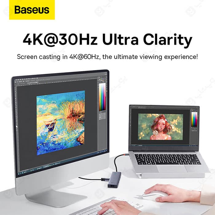 هاب 5 پورت Type-C به 3.0 USB و HDMI بیسوس مدل B00052809813 — تصویر ۵