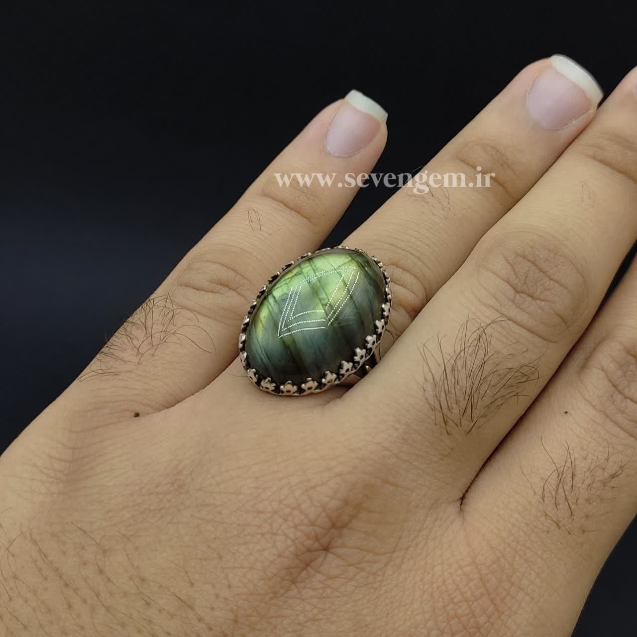 انگشتر مردانه سنگ لابرادوریت (کد357) — تصویر ۳