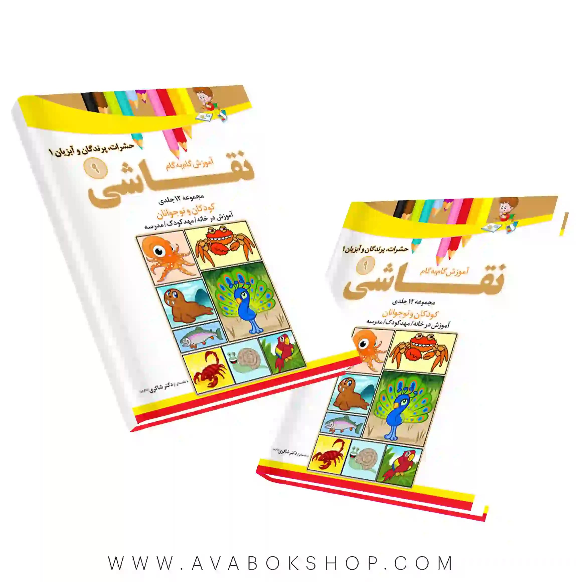 کتاب آموزش گام به گام نقاشی جلد نهم (حشرات، پرندگان ، آبزیان ۱) دکتر شاکری