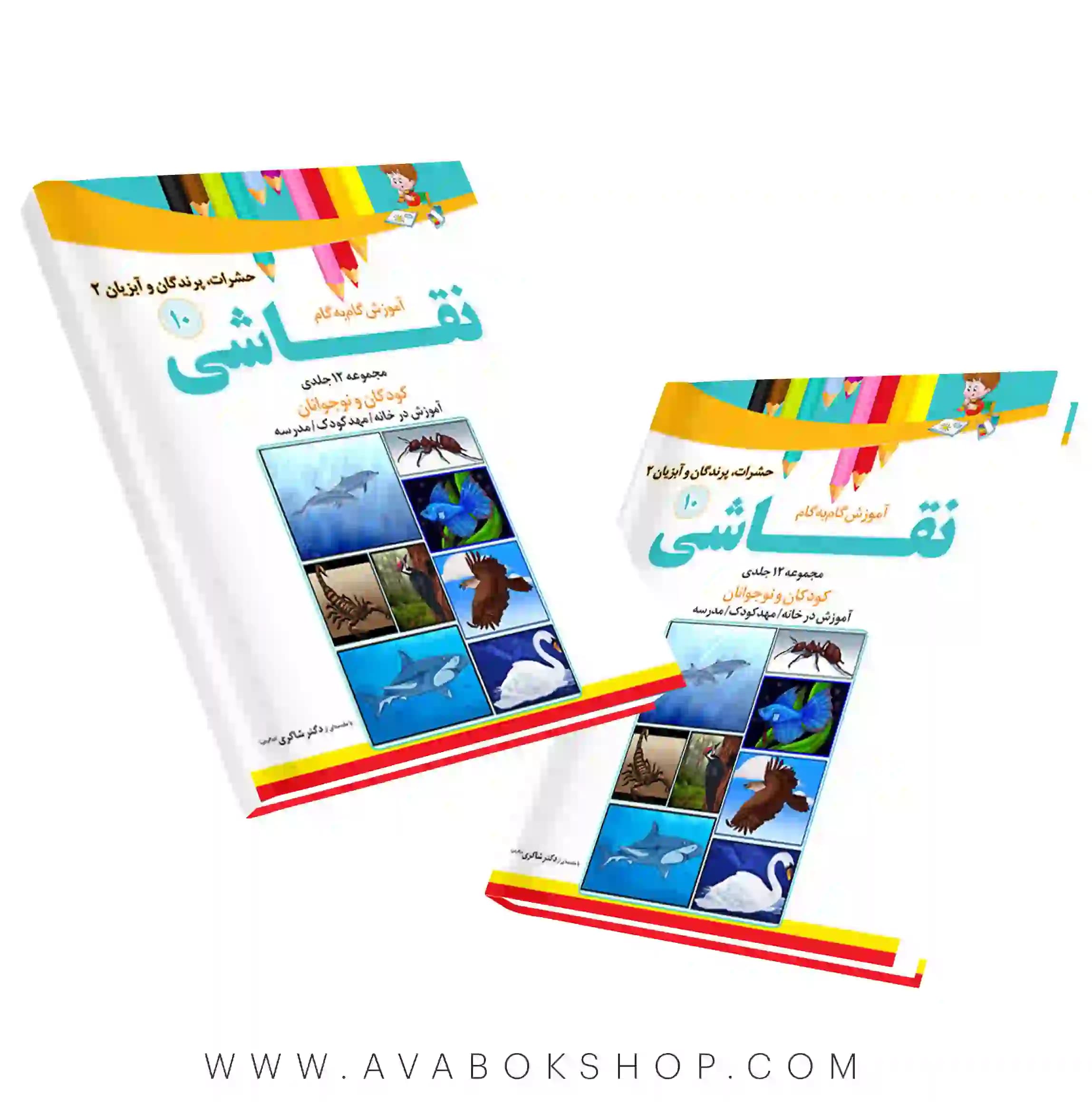 کتاب آموزش گام به گام نقاشی جلد دهم (حشرات،پرندگان،آبزیان ۲) دکتر شاکری