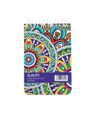 دفتر یادداشت sam مدل سیمی عمودی خط دار سایز 12*8 — تصویر ۳