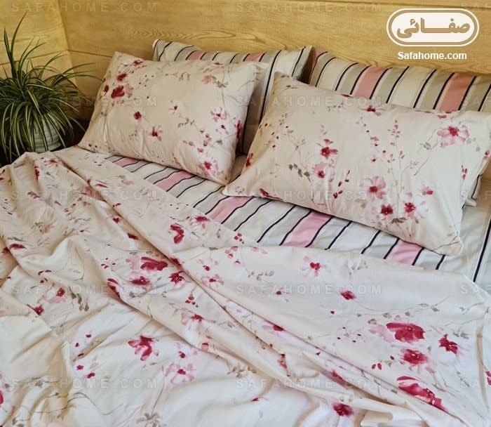 ست ملحفه روانداز ساتن پنبه طرح ارکید — تصویر ۲