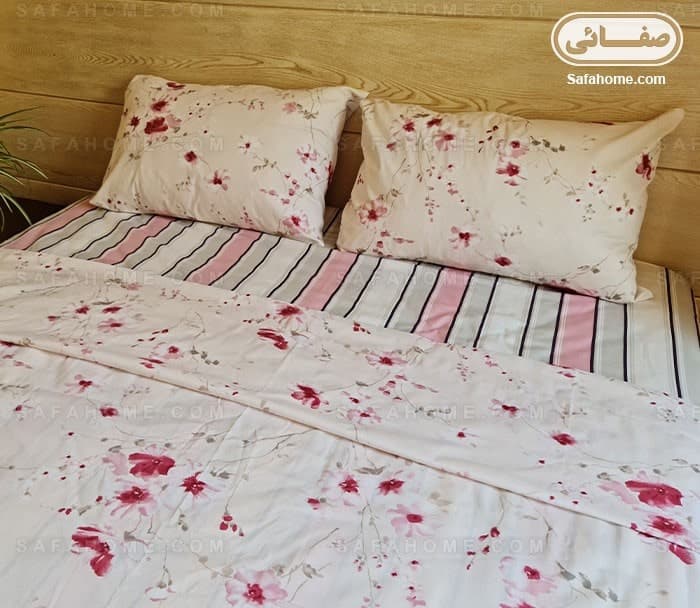 ست ملحفه روانداز ساتن پنبه طرح ارکید — تصویر ۴