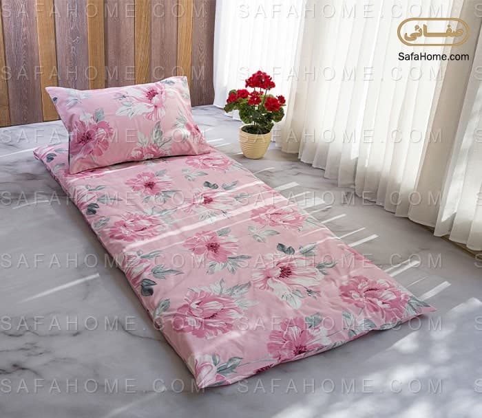 سرویس تشک مهمان یک نفره 4 تکه طرح رزالین صورتی