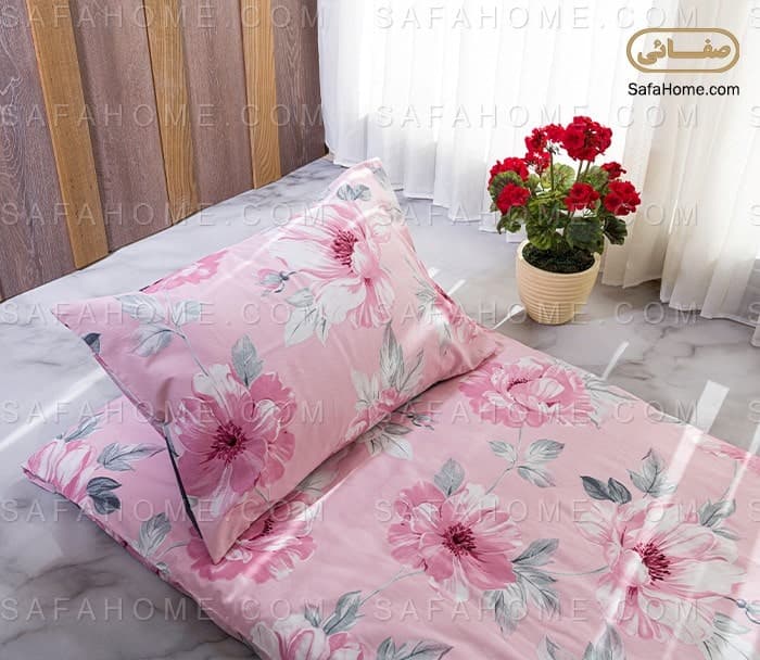 سرویس تشک مهمان یک نفره 4 تکه طرح رزالین صورتی — تصویر ۲
