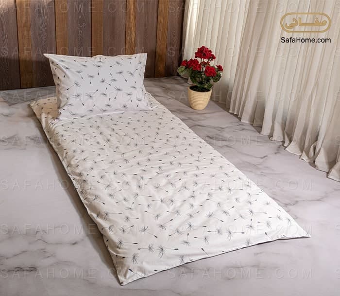 سرویس تشک مهمان یک نفره 4 تکه طرح قاصدک سفید